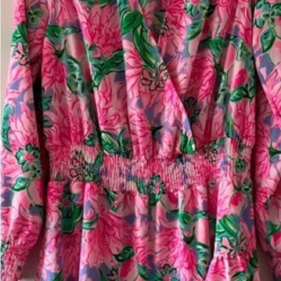 Floral Pink and Green Dress Lilly Pulitzer size 16 - Picture 4 of 4